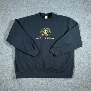 Air Force Fruit of the Loom Sweatshirt Mens XL Black Air Embroidered Pullover